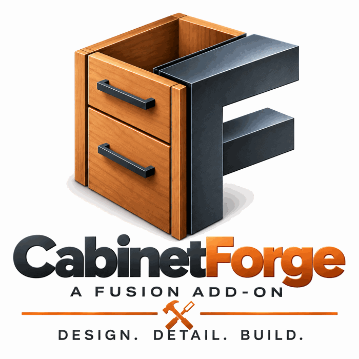 CabinetForge — a Fusion add-on. Design. Detail. Build.
